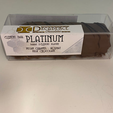 Decadence Platinum chocolate bar packaging on a neutral background
