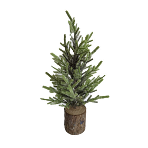 Small artificial Christmas tree on a white background