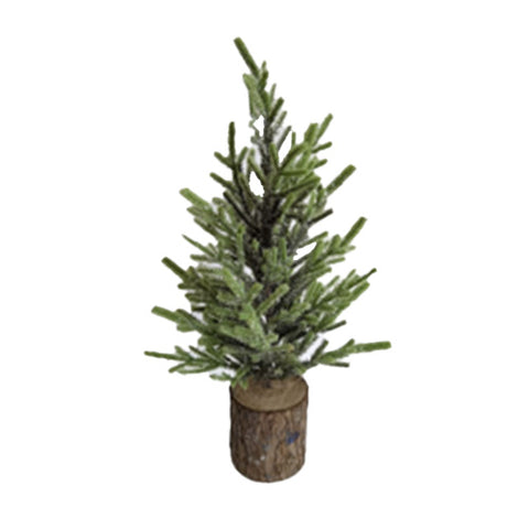 Small artificial Christmas tree on a white background