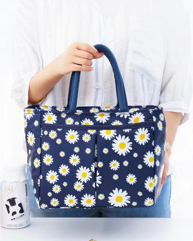 Coming Up Daisies Insulated Lunch Bag - Navy