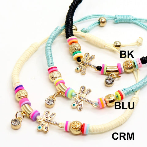 Dragonfly Charm Bracelet - 3 assorted colours