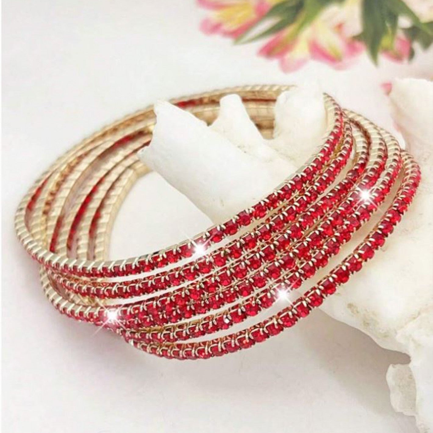 Glimmer Bracelet Set - Red