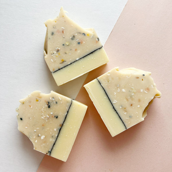 Three pieces of handmade bars of soap