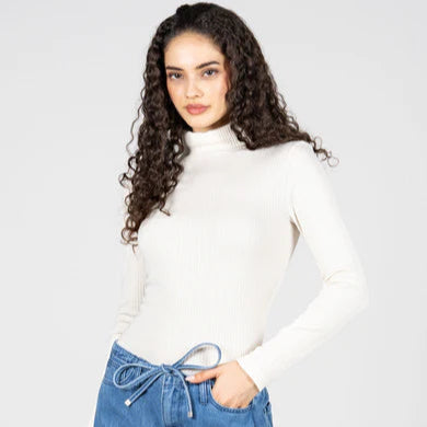 Stacey Seamless Rib Top - Ivory, Olive