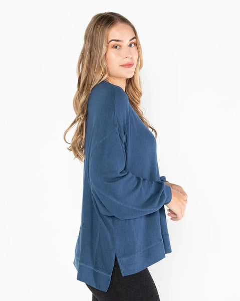 Riley Soft Knit Sweater - Blue and Black
