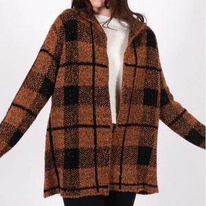 Kristin Cardigan - Camel Plaid