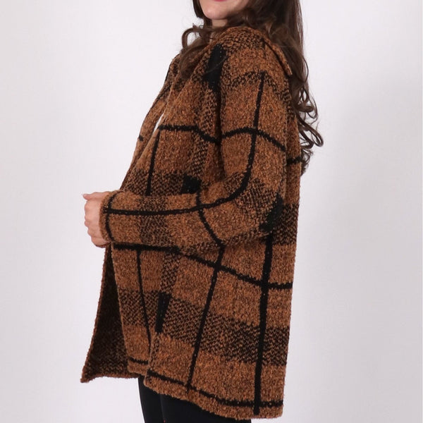 Kristin Cardigan - Camel Plaid