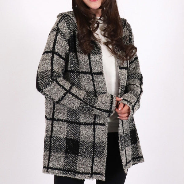 Kristin Cardigan - Grey Plaid