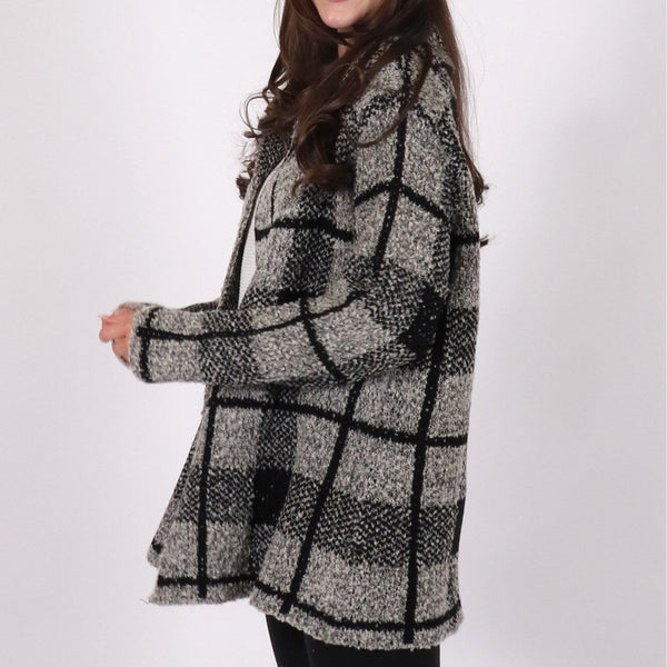 Kristin Cardigan - Grey Plaid