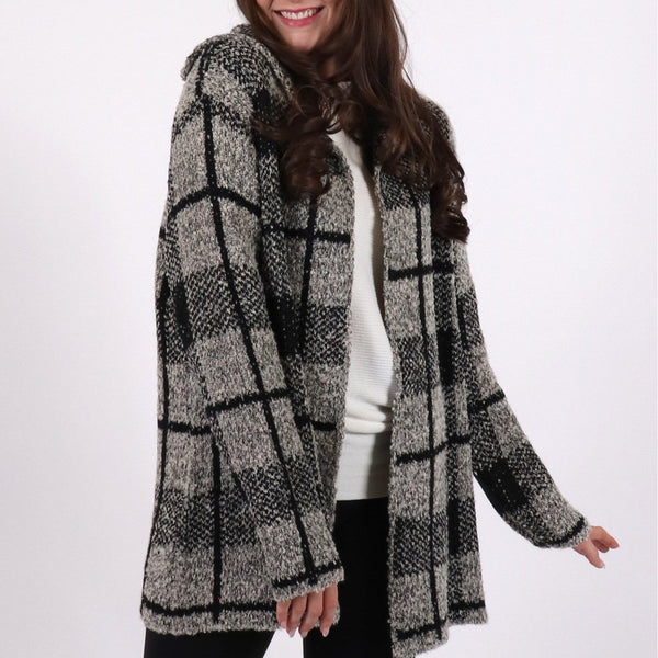 Kristin Cardigan - Grey Plaid