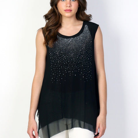 Starlight Chiffon Top - Black