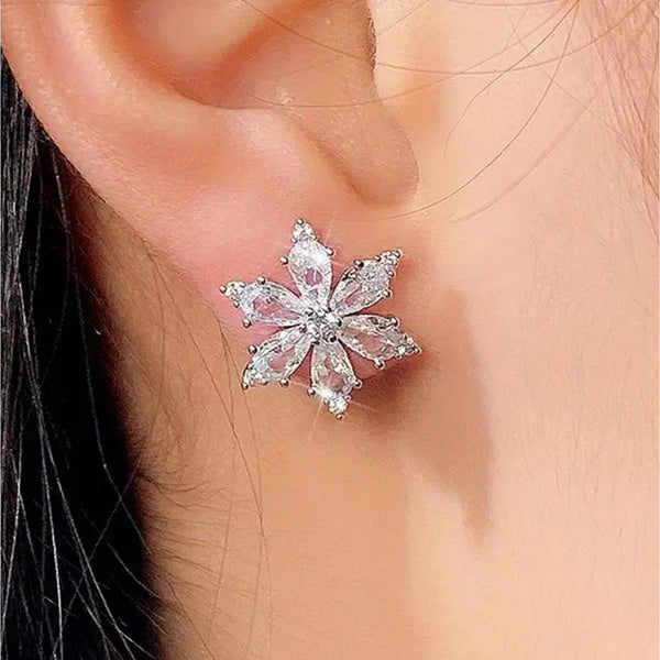 Snowflake Studs - silver and gold