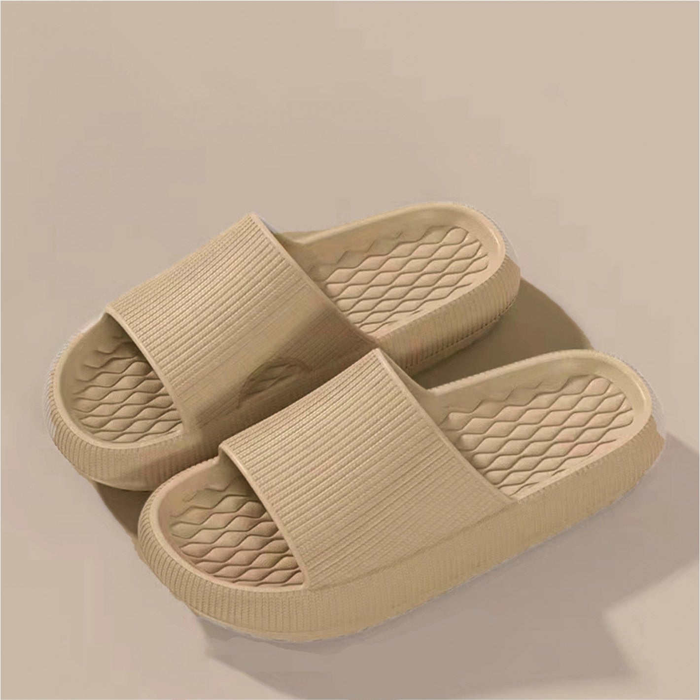 Unisex Soft Quilted Slides - Khaki