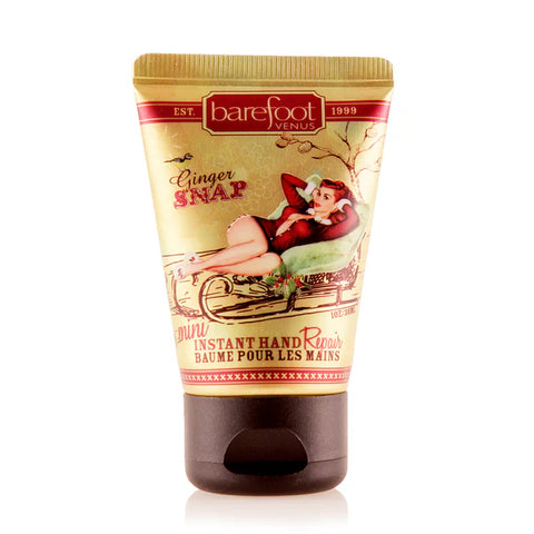Hand balm tube with vintage design and 'barefoot venus' branding on a white background