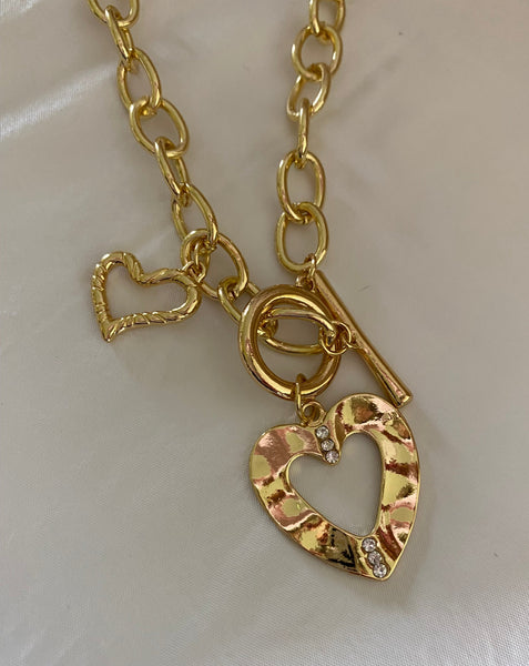 Linked Hearts Necklace - Gold