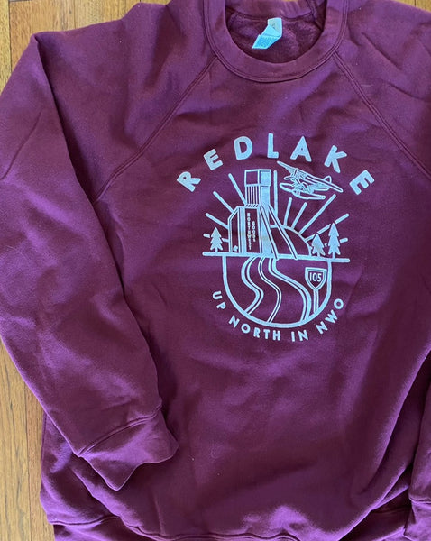 Red Lake Up North Collection Crewneck- Merlot