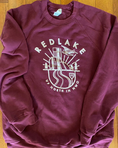Red Lake Up North Collection Crewneck- Merlot