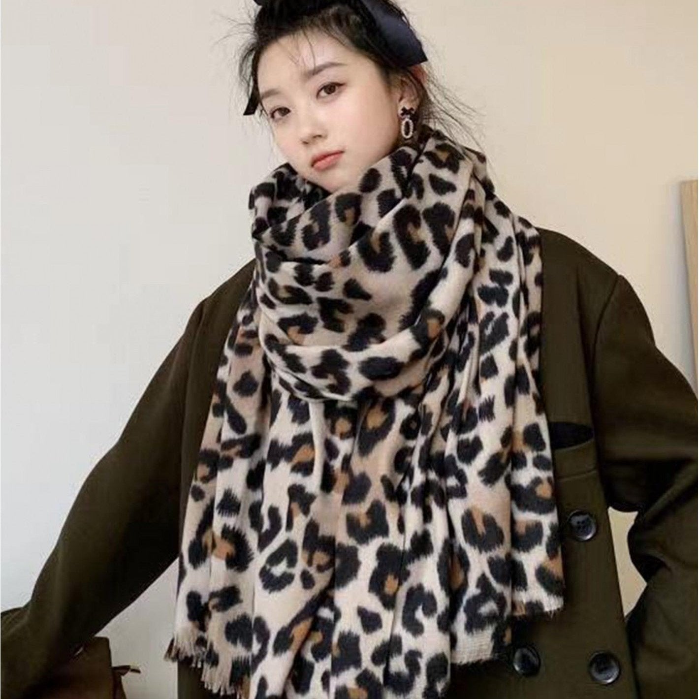 Lina Oversized Leopard Scarf