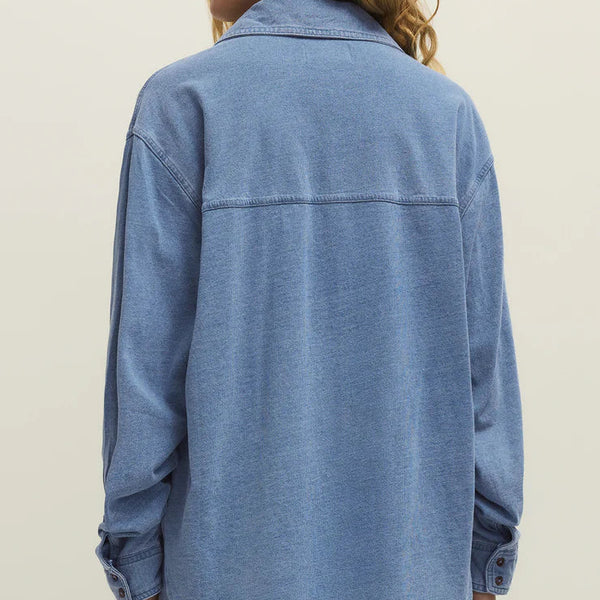 Reese Jersey Denim Button Up