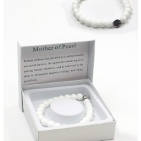 Mother of Pearl Blessing Bead Bracelets with gift box on a white background