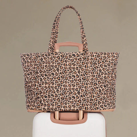 Quilted Expandable Tote - Leopard