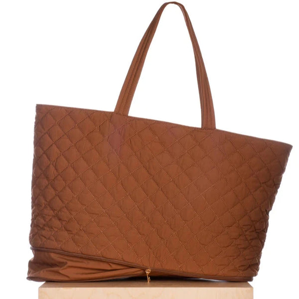 Quilted Expandable Tote - Walnut