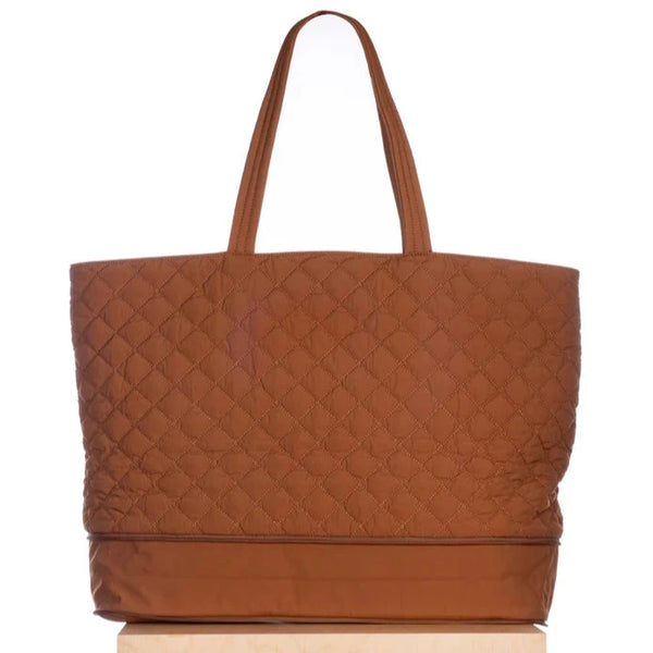 Quilted Expandable Tote - Walnut