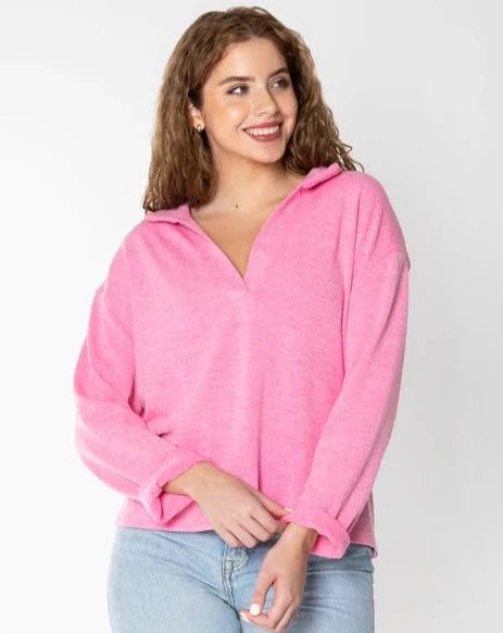 Pretty in Pink Polo Sweater