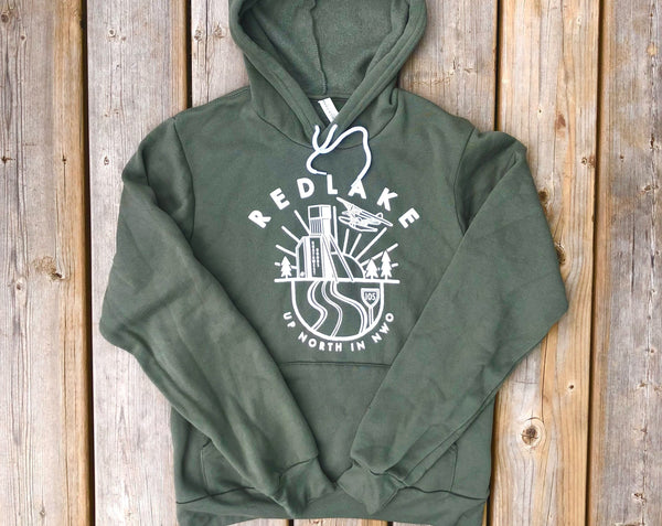 Red Lake- Up North Hoodie Military Green