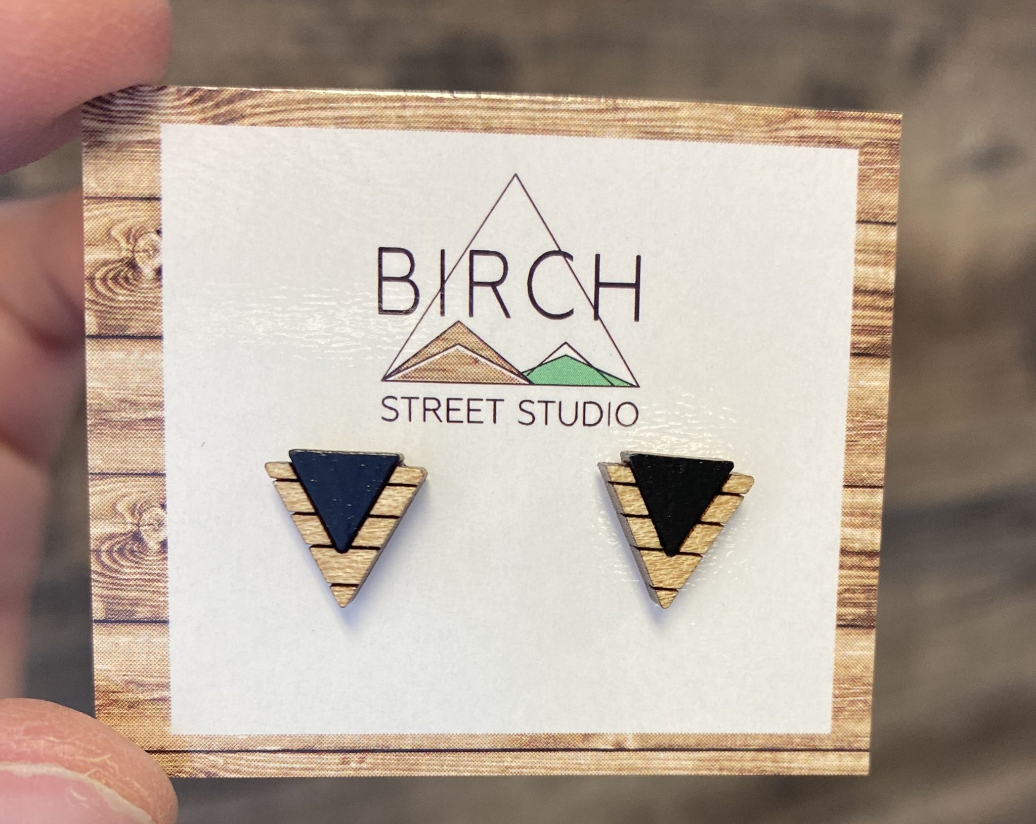 Offset Triangle Earring- Black