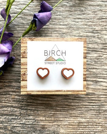 Heart Studs- Copper and White