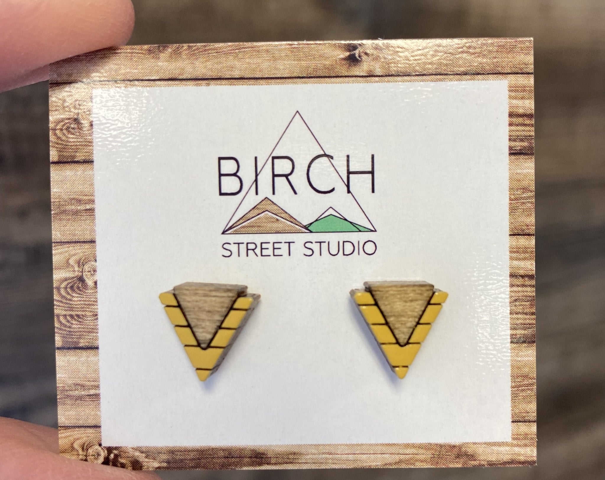 Offset Triangle Earrings- Mustard